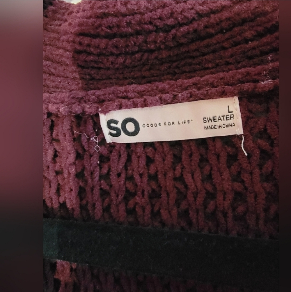 SO Women's Burgandy Soft Cardigan Sweater - Picture 2 of 5
